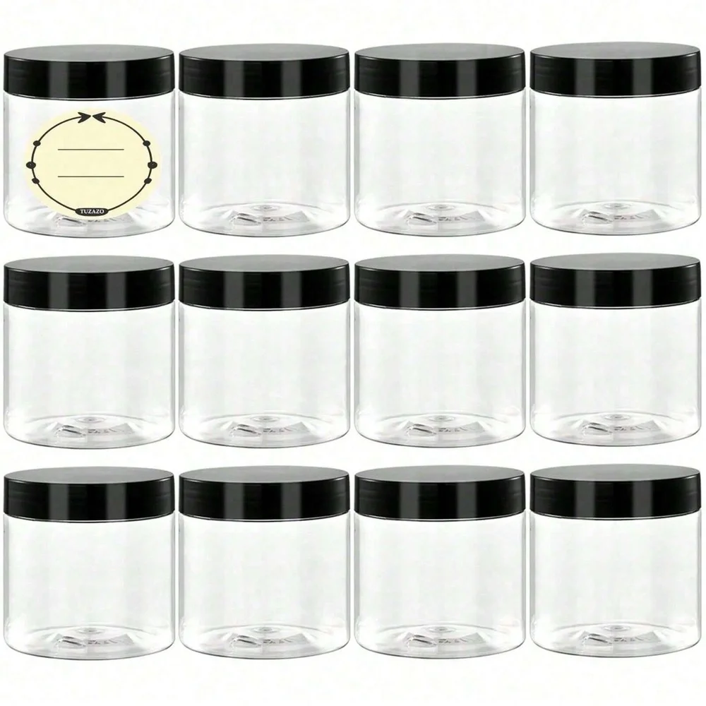 12 Pieces Black and Clear Storage Small Jars Set